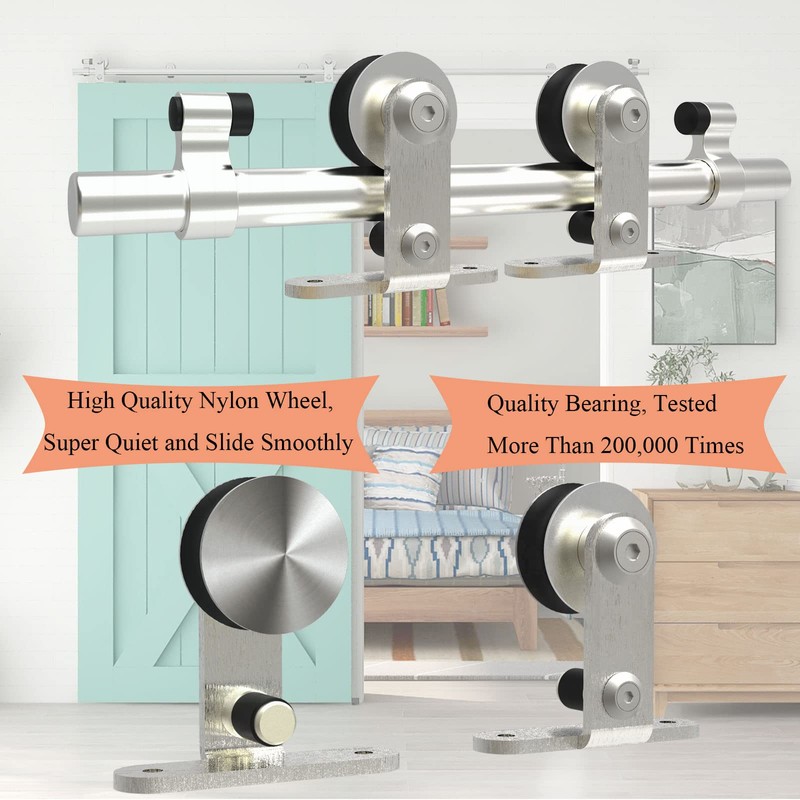 TSMST 5.5FT Stainless Steel Sliding Barn Door Hardware Kit, Top