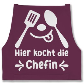 Shirtracer - Apron - Cooking Apron - Damen 1 - Hier kocht die Chefin, 3 Aubergine