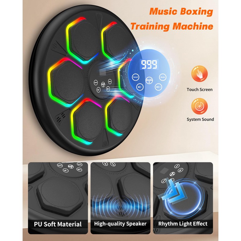 Music Boxing Machine, Smart Bluetooth Boxing Machine for Adults &