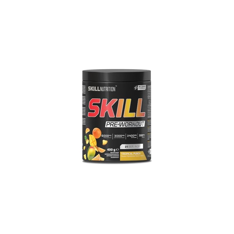Skill Nutrition Pre-Workout Tropical Punch - No-Crash Formula with Extended-Release