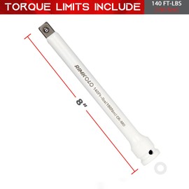 RIMKOLO 1/2" Drive Torque Limiting Extension Bar, 8 Inch Color-Coded Limiter 140ft-lbs CR-MO Stick for Locking Lug Nuts