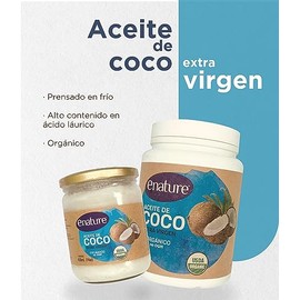 Enature Aceite de Coco Orgánico, Virgen, 1 L. El empaque puede variar