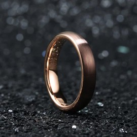 King Will Duo 4mm Dome Brown Tungsten Carbide Wedding Band Ring Rose Gold Inside Comfort Fit 11
