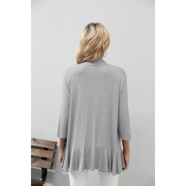 HIYIYEZI Women's Cropped Cardigan 3/4 Sleeve Oversized Summer Cardigan (2X-Large,Light Gray)