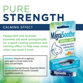 Health From the Sun MigraSoothe | Cool & Refreshing Effect| Essential Oil Roll-On Stick Featuring a Blend of Peppermint & Lavender Oils
