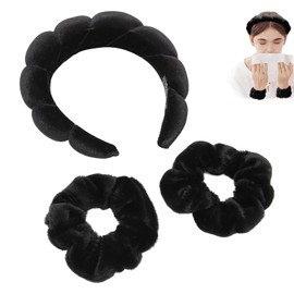 Diadema para lavarse la cara Banda para el cabello para lavarse la cara, Diadema para lavarse la cara, Muñequeras de 2 piezas Juego de bandas para el cabello con banda para lavarse las muñecas de