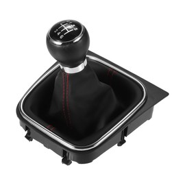 A ABSOPRO 6 Speed Manual Gear Shift Knob with Gaiter Boot for Volkswagen Golf MK5 MK6 2004-2007 for Volkswagen GTI 2006-2009 Black