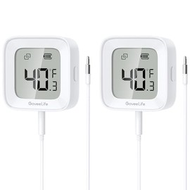 GoveeLife Alarma de Termómetro para Congelador Paquete de 2, Sensor Monitor Inteligente de Temperatura Bluetooth para Refrigerador Hot Hub, Rango de  