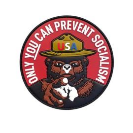 Smokey Bear Only You Can Prevent Socialism Tactical Morale Patch - Funny Tactical Patches, PVC Rubber Hook & Loop Fastener, Military Patches for Backpacks, Jeans, Jackets, Vests, Hats & More