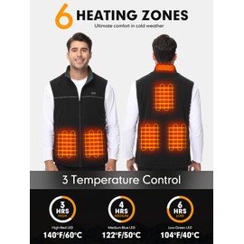 LABEWVI Men's Heated Fleece Vest with 12000mAh Battery Pack Included, Lightweight Electric USB Rechargeable Short-pile Polar Vest (Large, Black)