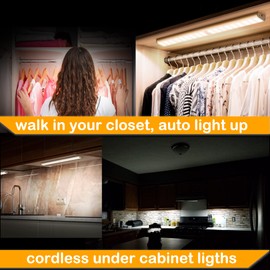 MOSTON Super Bright Rechargeable Closet Lights 78 LED Motion Sensor Night Lighting for Kitchen Cabinet,Under Counter.Built-in 2500mAh Battery Powered. Cordless Magnetic Lamp Stick on Anywhere