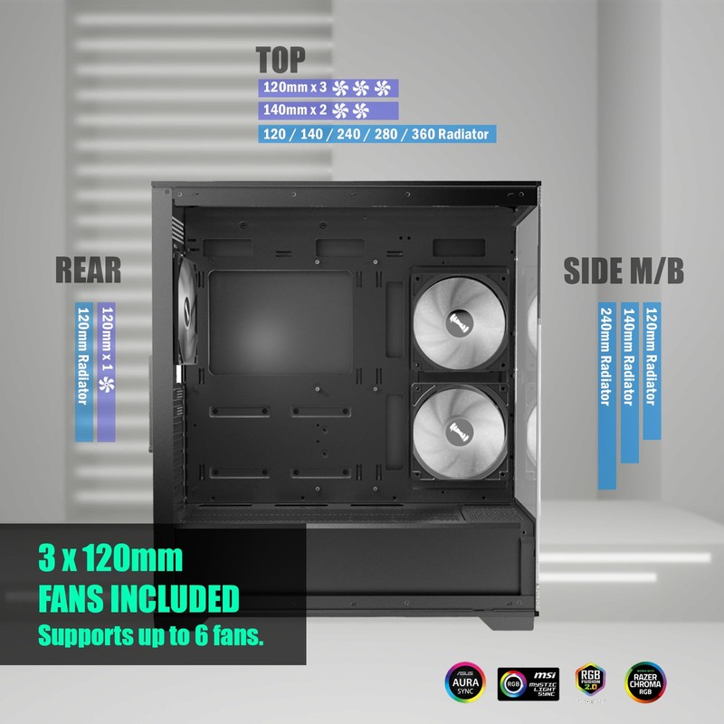Raidmax i801 Tempered Glass Aqua View Case - Corner Structure-Free