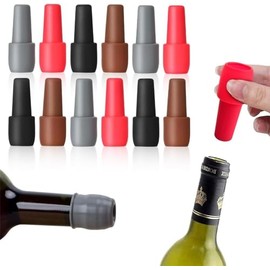 THJOPOKEEL Tapón reutilizable para botellas de vino espumoso, Tapón Reutilizable para Botellas de Vino Espumoso, Sellador de Vino para Botellas de Vino, Tapón de Silicona para Vino (12 piezas)
