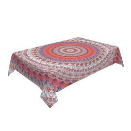 GSRONY Decorative Rectangle Table Cloths Red Boho Mandala Colorful Vintage Art Floral Tablecloth Table Cover for Dining/BBQ/Picnic/Coffee Table 52 X 70 Inches