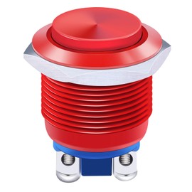 Twidec/19mm Push Button Waterproof Red Metal Shell Momentary Raised Top Push Button Switch 3A/12~250V SPST 1NO Start Button for car modification Switch M-19-R-G