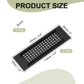 PATIKIL 6 x 2 Inch Door Air Vent Cover, 2 Pcs Aluminum Grille Ventilation Cover Louvered Diamond Hole with Mounting Screws for Cabinet Wardrobe Door, Black
