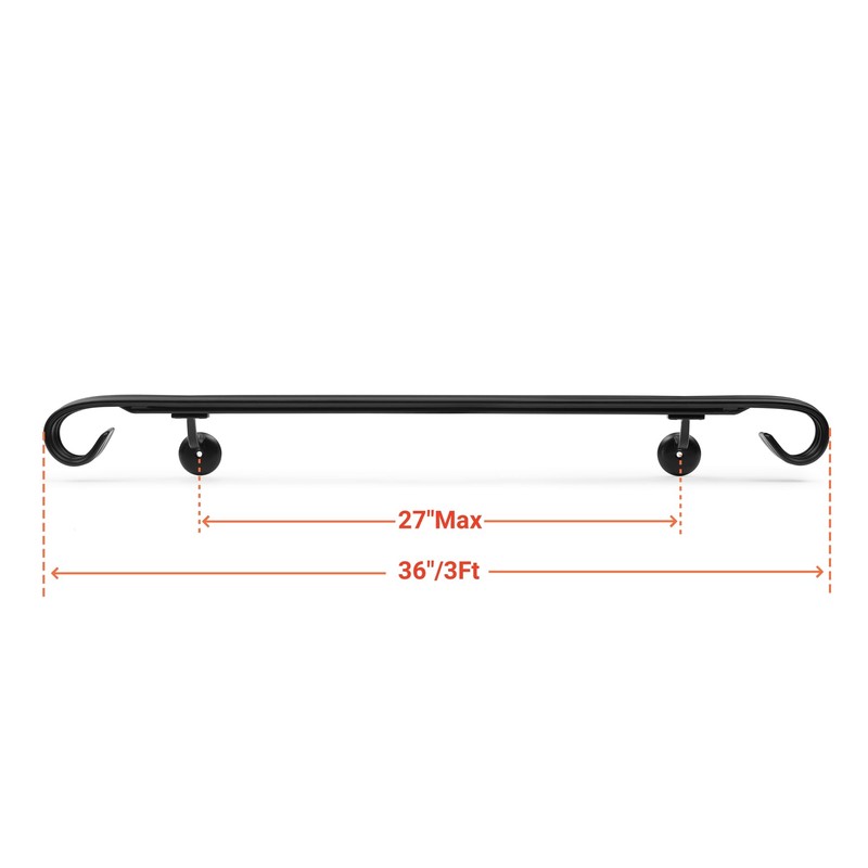 Vezek 3 Ft Wrought Iron handrail Stair Railing Grab Bar