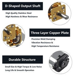 N20 Gear Motor High Torque Speed Reduction Motor 3mm Shaft Mini DC Motor Metal Gearwheel Micro Electric Motor for Robot Models, RC Cars, DIY Engine Toys (12V 1000RPM)