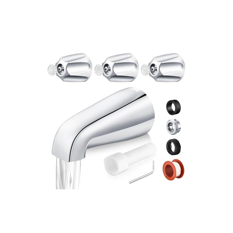 Bathtub Faucet and Shower Knobs Replacement,Easy to Install Tub Spout