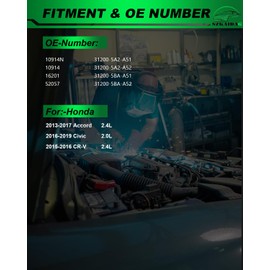 SZKAIDAG Starter Motor fits for:-Honda Accord 2.4L 2013-2017, Civic 2.0L 2016-2019, CRV L4 2.4L 2015-2016 1.6KW 12V Replace OE# 10914N, 31200-5A2-A51, 10914, 16201, 52057, SR1355X, SM74009