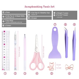 Arvakr Scrapbooking Tools, Scrapbook Supplies with Sticker Tweezers, Glue Pen for Crafting, Card Making, Sticker Cutter, Paper Craft