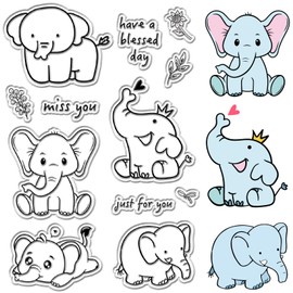 CRASPIRE Cartoon Elephant Clear Rubber Stamps Cute Animals Words Funny Reusable Transparent Silicone Stamp Seals for DIY Scrapbooking Journaling Card Making Decor Photo Album Decorative
