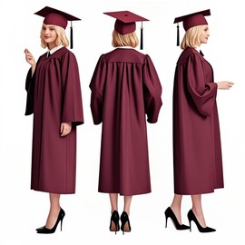 GradPlaza Matte Graduation Cap and Gown 2025 Tassel Year Set for Middle High College School Adult Maroon Size 51 Robe