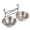 Stainless Steel Dual Hanging Food Water Bowl Feeder with Hook