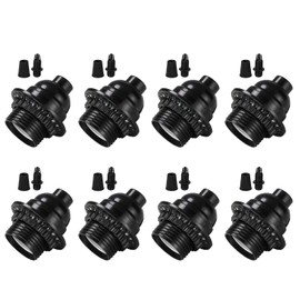 Aplstar Black E26/ E27 Light Sockets, Retro Edison Lamp Holder with E26 Medium Screw, 200℃ Heat Resistant Standard Screw-in Lamp Socket for Vintage Edison Bulbs Pendant Lamp (8PACK)
