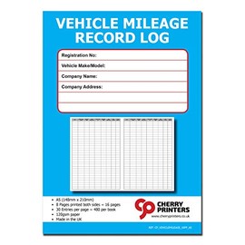 Cherry Vehicle Mileage Record Log A5 16pages 120gsm