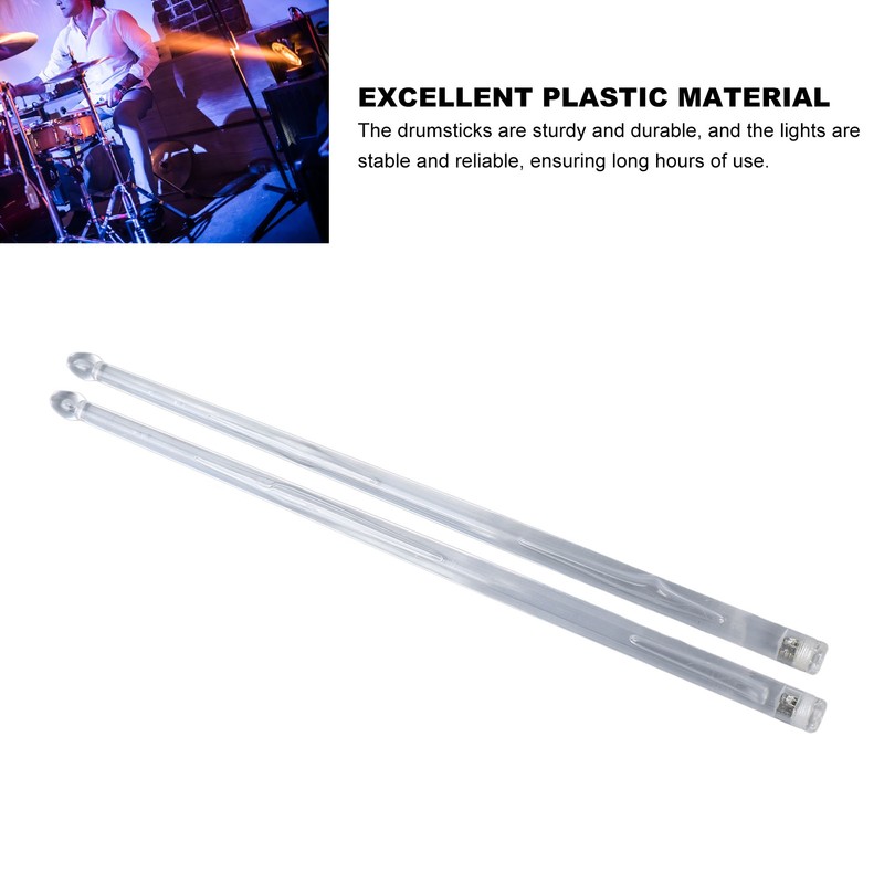 2PCS Light Up Drumstick Color Changing Glow Drumming Plastic Drumstick