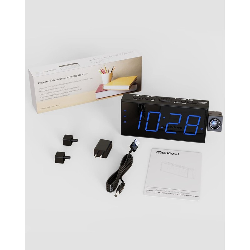 Mesqool Projector Clock Digital Kids AC Adapter Alarm Clock Bedroom