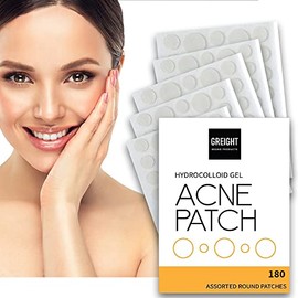 GREIGHT BRAND PRODUCTS Hydrocolloid Acne Pimple Patches (180 Patches 2 Sizes) - Invisible Spot Cover For Acne Treatments, Breakout, Conceals Acne, Reduces Pimples and Blackheads