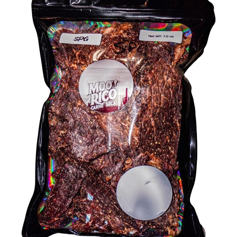 Salt, pepper, and garlic Carne Seca (dehydrated jerky) - Specification: