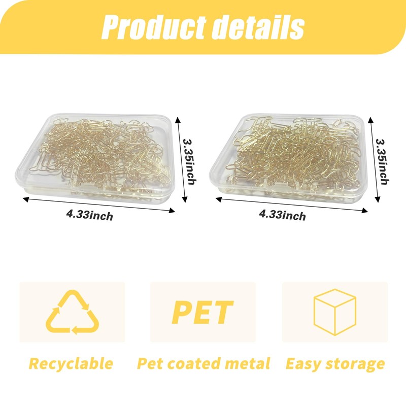 Luggspa 80 Pcs Gold Dog Creative Metal Paper Clips -