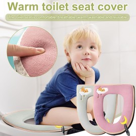Weploda Pack of 2 Toilet Seat Covers, Warm Toilet Seat Cushion, Toilet Cover with Handle and Zip, Washable Toilet Seat Cover, 37 x 46 cm / 14.5 x 18.1 inches, Universal Toilet Seat Cover (Purple +
