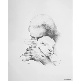 Jesus and the Lamb 11x14 Print on white textured paper