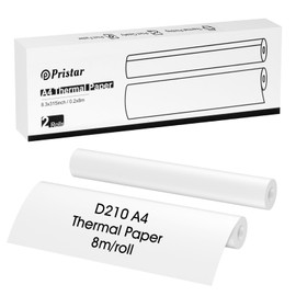 Pristar D210 Thermal Paper A4, 2 Rolls 210 mm x 297 mm Thermal Printer Paper A4, Compatible with D210 Thermal Printer, Suitable for Travel, Home, Bills, Contracts, Photos, 26 Sheets/Roll