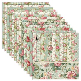 GLKTOPO Vintage Floral Scrapbook Paper Pad 24 Sheets Pink Flowers Patterned Cardstock 6 Inches Single-sided Decorative Craft Paper for Card Making Photo Album Journal DIY Craft (R2327)
