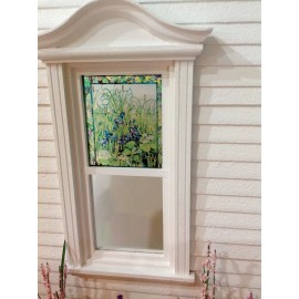 Unbranded Blue Iris Dollhouse Miniature Victorian Style Stained Glass Window film
