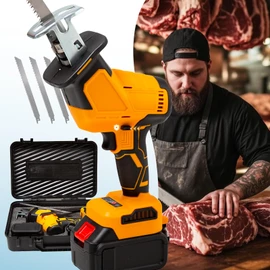 950W Brushless Motor Electric Meat and Bone Saw, 2600mAh Handheld Butchering Tool with （4 Upgraded Blades）- Home Butcher Saw Kit with 1 toolbox,1 Battery