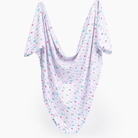 Lars & Lola Cotton Swaddle Blanket, Connected Hearts, Soft Baby Blanket, Unisex, One Size, 31.5 x 31.5 inches, Multicolor, Breathable, Machine Washable