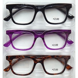 TAHARI PREMIUM 3-PACK READING GLASSES READERS MULTI COLOR +1.50 +2.00 +2.50 NEW  - +2.50 strength