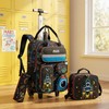 Egchescebo Kids Rolling Backpack for Boys Space Shuttle Luggage with
