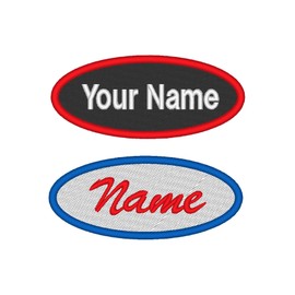 Custom Embroidered Name Tag Oval Patch Motorcycle Biker Sew On Patch
