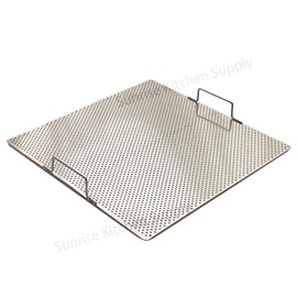 Sunrise Stainless Steel Fryer Screen with Handles (Solid Screen) (1, 17.5" x 17.5" x 2")