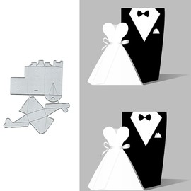 Suds&WH Wedding Dress Suit Style Box Metal Die Cuts,Wedding Couple Candy Box Cutting Dies Cut Stencils for DIY Scrapbooking Decorative Embossing Paper Scrapbooking Card Making