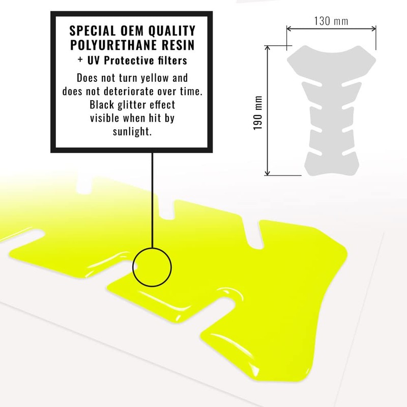 4R Quattroerre.it 18117 Adhesive 3D Tank Pad, Neon Yellow