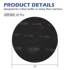 HUAALIUCHE 17" Sanding Screen Discs - Mesh Floor Sanding Screen - Black Silicon Carbide - for Wood Floors (20 Pack, 220 Grit)