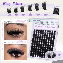 CORUSCATE CORUSCATE Lash Clusters with Spikes Bottom Lashes Thick Cluster Eyelash Extensions Volume Mega Style Eyelash Clusters 12-22mm Long Individual Lashes Strip Mink Dramatic Full Look DIY Lash Extension